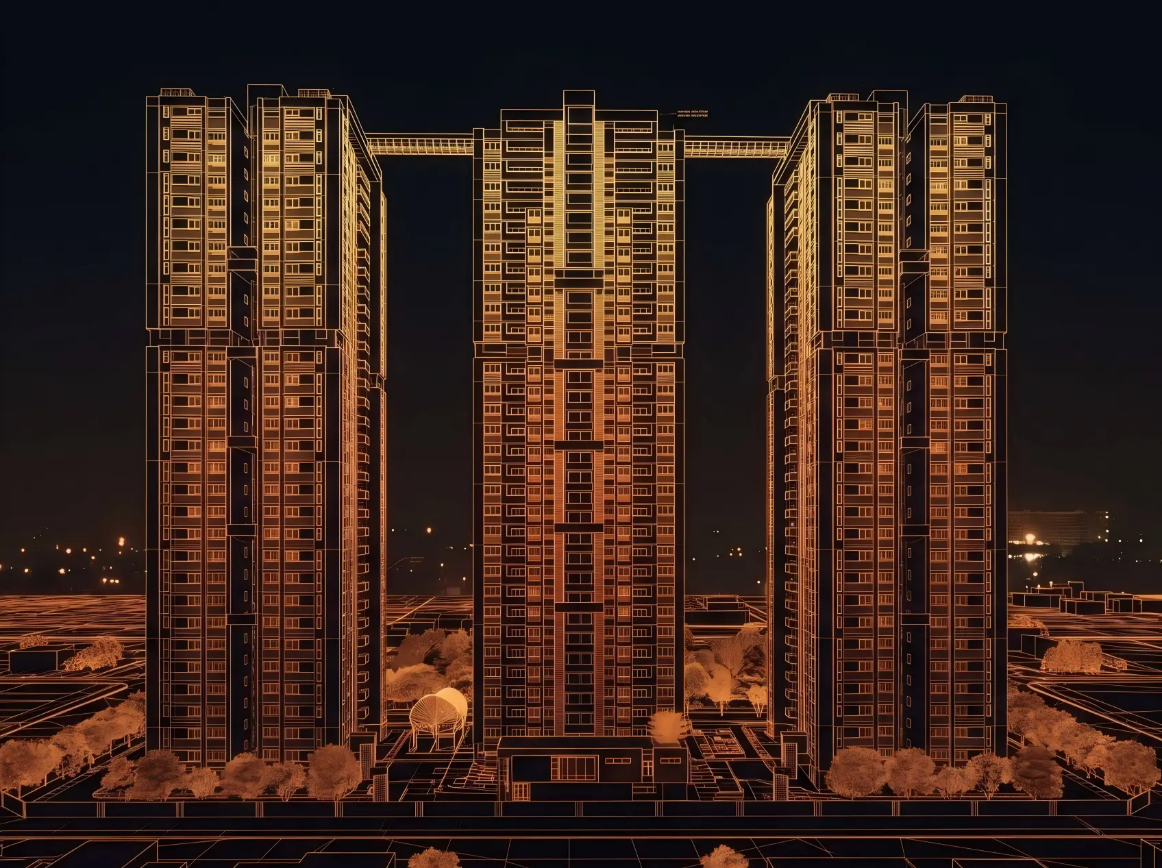 Harmony Harikesh — 31-Storey Wireframe Architectural Towers