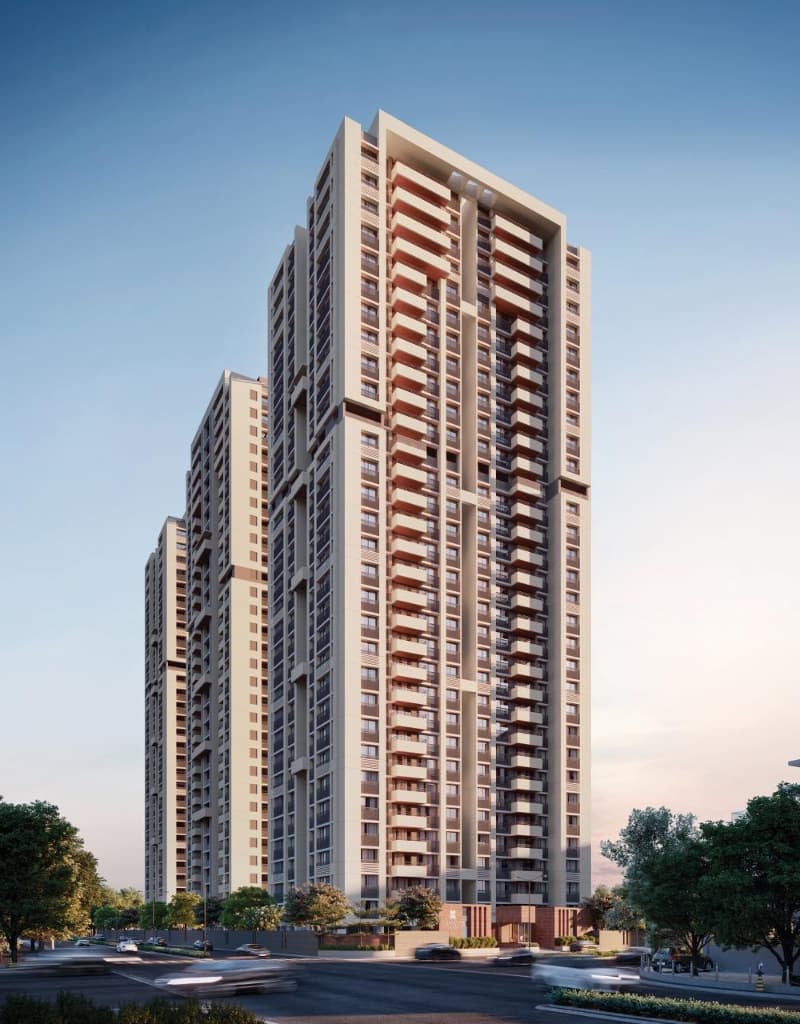 Harmony Harikesh — Angled perspective of 31-storey towers